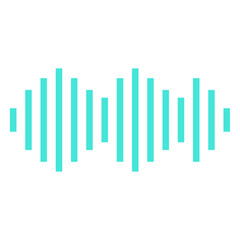 Minimalist sound wave icon in a vibrant turquoise color representing audio frequency and music equalizer