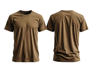 Front and back view of a taupe t-shirt