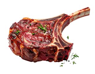 Close-up of a seasoned, grilled rib-eye steak