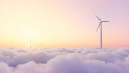 Wind turbine in the sea of ​​clouds