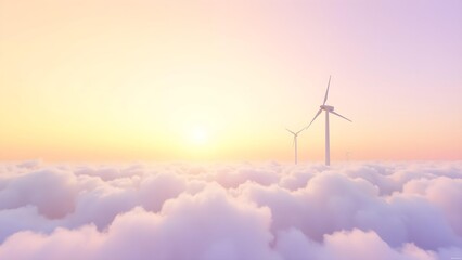 Wind turbine in the sea of ​​clouds