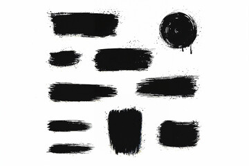 Gritty Strokes, Ink Textures, Rough Banners, Brush Marks, Painted Shapes, Abstract Smears, Dirty Splatters, Grunge Elements, Bold Swipes, Charcoal Blots, Messy Doodles, Organic Stains, Urban Tags, Art