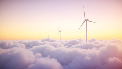 Wind turbine in the sea of ​​clouds