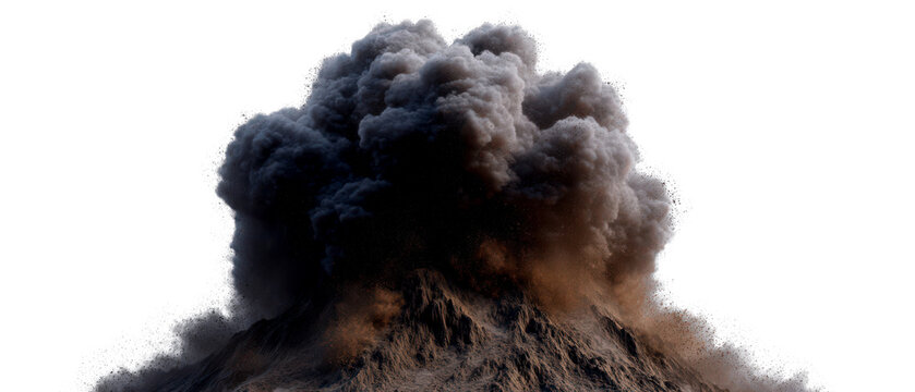 Pyroclastic Flow Eruption Effect Isolate on Transparent Background, cutout, png