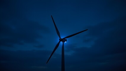 Wind turbine at night