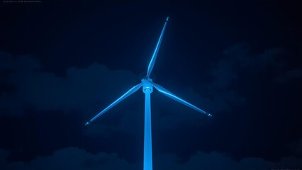 Wind turbine at night