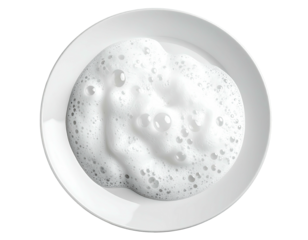 Frothy bubbles in a white bowl