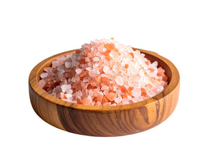 Pink Himalayan salt in wooden bowl