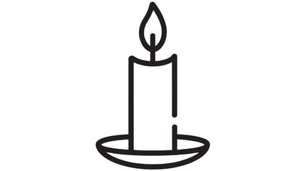 Obraz premium Simple line drawing of a lit candle in a holder, representing warmth and tradition.