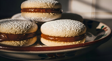 Delectable Alfajores: Culinary Delight with Caramel Filling and Powdered Sugar