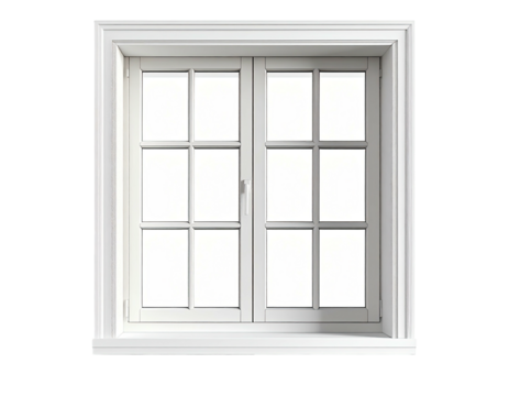 A white window with a classical frame