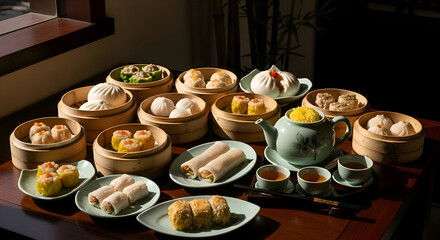 Delectable Array Of Dim Sum Delights Ready To Be Savored Appetizingly Presented