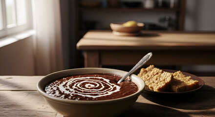 Delectable Chocolate Dessert With Swirls Of Cream Garnished And Presented Elegantly