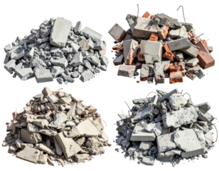 Four piles of construction debris (1)