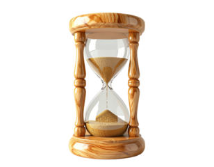 Wooden hourglass, sand flowing (2)