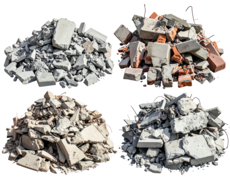 Four piles of construction debris (1)