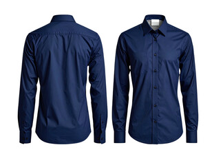 Front and back view of a dark navy blue shirt