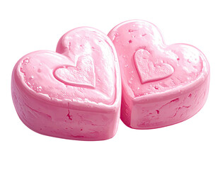 Two pink hearts, glossy and textured