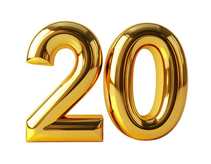 Golden 3D Number Twenty