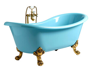 Elegant light blue claw-foot tub