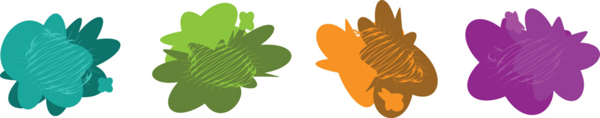 Colorful Floral Vector Illustration Set &mdash; Vintage Flower Pattern Design with Decorative Elements, Frames, and Geometric Shapes for Web and Print Art