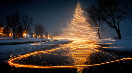 Lonely hearts find warmth amid glowing lights on a snowy Christmas night