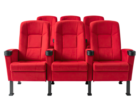 Red cinema seats in a row