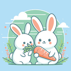 Minimal Bunny Cartoon Illustration