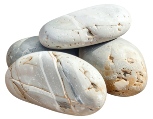 Three smooth, light gray and beige stones