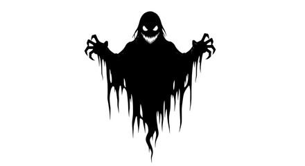 A terrifying silhouette of a spooky ghost with glowing eyes and dripping shadowy form perfect for halloween or horror themes