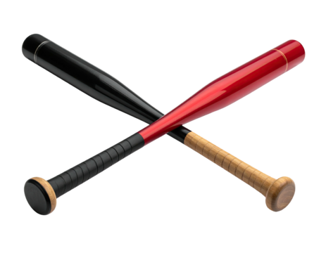 Two baseball bats crossed against a black background (1)