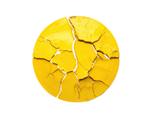 A cracked, vibrant yellow circle