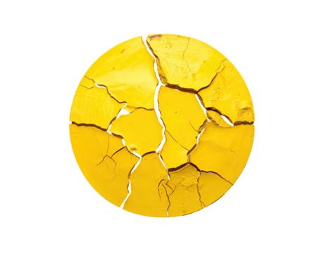 A cracked, vibrant yellow circle