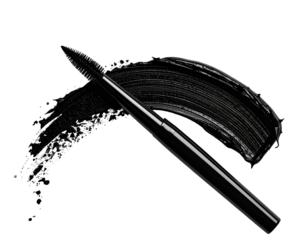 Black mascara brush with smudged product