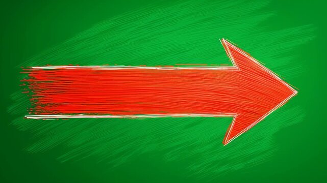 A vibrant red arrow on a green background, conveying direction and movement.
