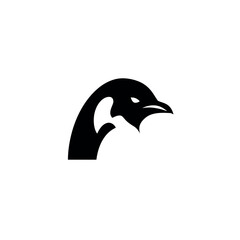 Naklejka premium Minimalist Penguin Head Silhouette Logo Design.