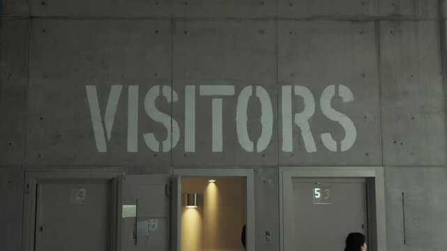 Prison visiting area. Visitors.