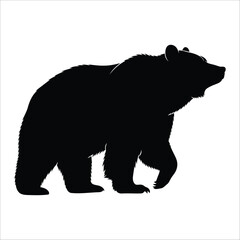 Fototapeta premium Silhouette of a bear walking, depicted in a side profile.