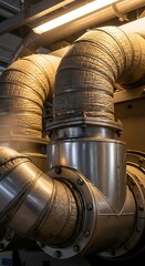 Industrial ventilation system with insulated flexible pipes and metal connectors