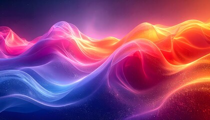 Obraz premium Abstract digital wave art with glowing neon energy high resolution photo