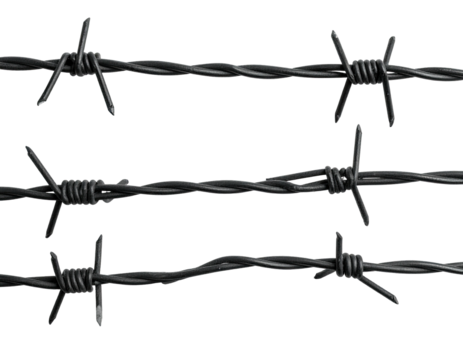 Three strands of barbed wire against a black background