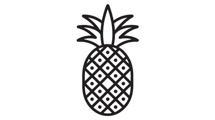 Obraz premium Simple line art illustration of a fresh pineapple with green leaves against a white background.
