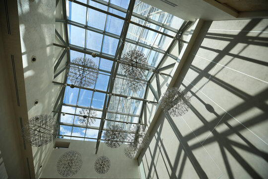 Shadows of the glass ceiling view from the inside