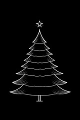 Obraz premium A simple, elegant illustration of a cartoon grand tree, outlined in white against a black background. 