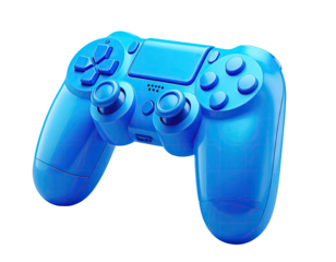 Vibrant blue video game controller