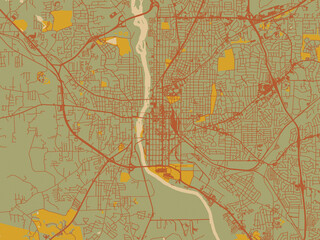 Minimalist Flat City Map Columbus