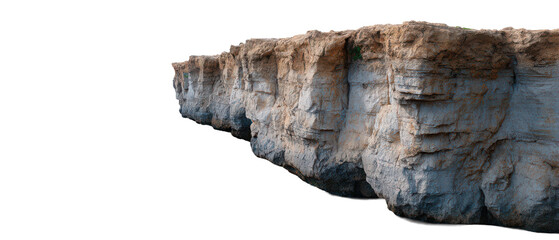 Rocky Cliff Edge at Sunrise with Natural Textures Isolate on Transparent Background, png