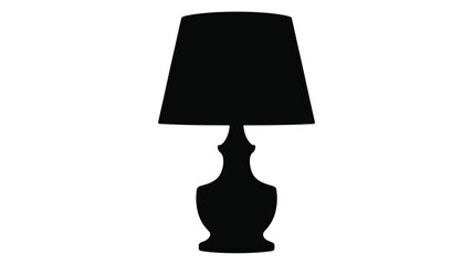 Obraz premium Silhouette of a classic table lamp with a tapered lampshade and ornate base