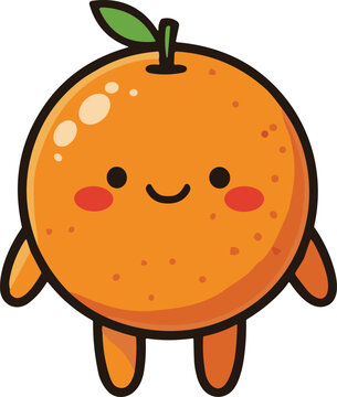 cute orange fruit drawing
