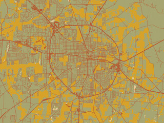 Poster-ready flat map of Dothan, Alabama, earthy sage background with rust roadways and ochre details.